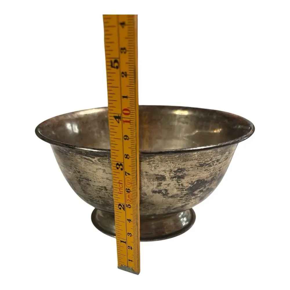 Vintage Silver Plate Footed Serving Bowl Pedestal Centerpiece 6.25” Dining Decor